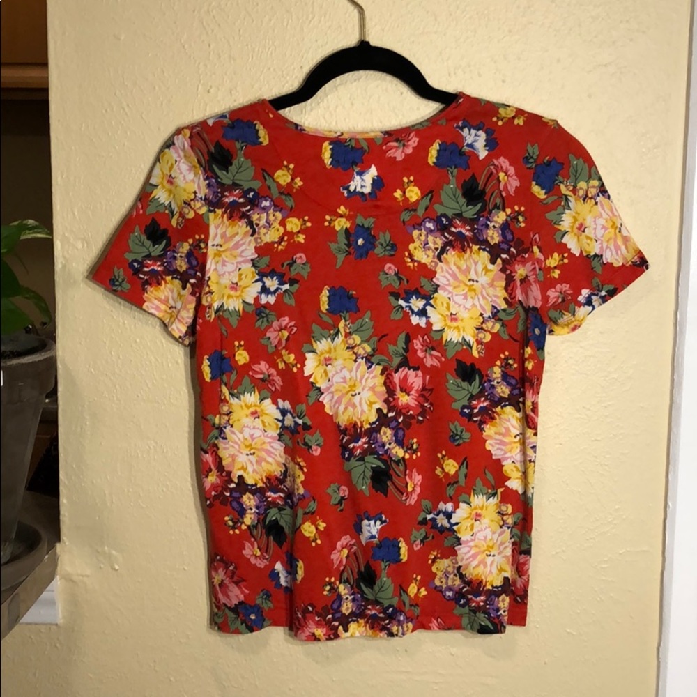Maeve by Anthropologie Red Floral Tee Size XS - Picture 3 of 9